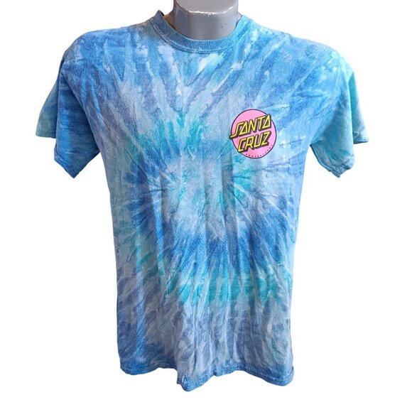 Medium T-shirt Men's Skateboards Santa Cruz Blue Tie-Dye T-Shirt M 100% Cotton - Picture 3 of 6